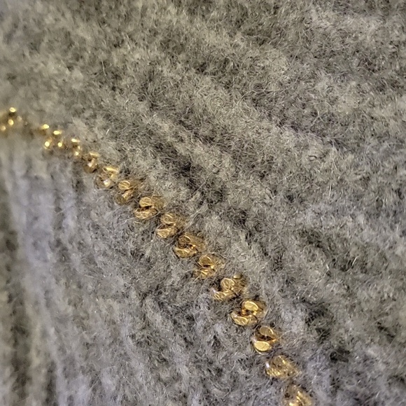 Tory Burch Women's S Gray Black Knit Wool Blend Cardigan with Gold Accen… - Picture 4 of 10